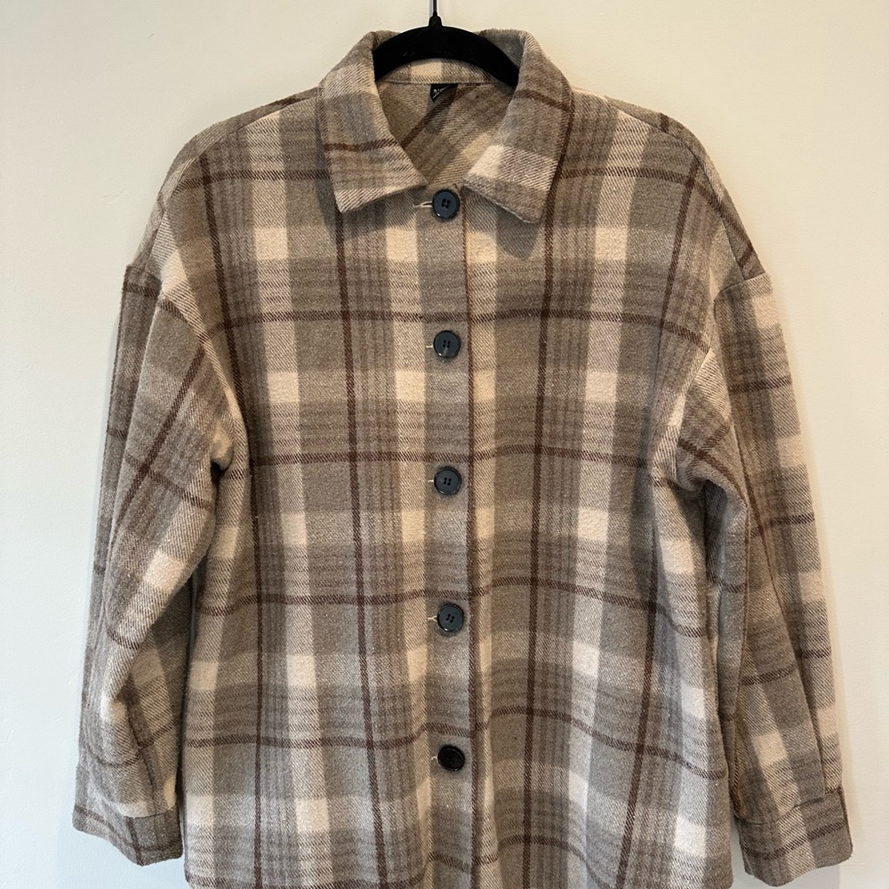 Plaid Button-Up Jacket